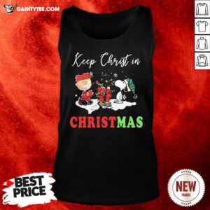 Good Charlie Brown And Snoopy Keep Christ In Christmas Tank Top- Design By Daintytee.com