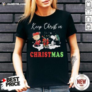 Good Charlie Brown And Snoopy Keep Christ In Christmas V Neck- Design By Daintytee.com