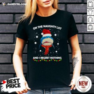 Good On The Naughty List And I Regret Nothing Shark V Neck- Design By Daintytee.com