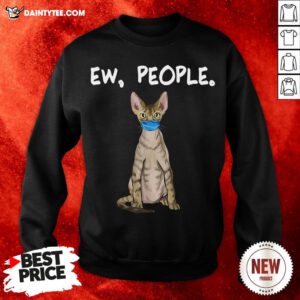 Hot Devon Rex Ew People Funny Cat Wearing Face Mask Sweatshirt- Design By Daintytee.com