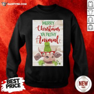 Hot Merry Christmas Ya Filthy Animal Cow Sweatshirt- Design By Daintytee.com