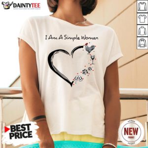 I Am A Simple Woman Heart Chicken Wine Dog Paw And Flip Flop V Neck