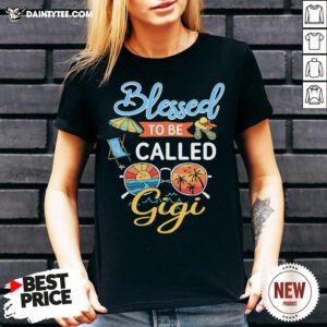 Nice Blessed To Be Called Gigi Summer V Neck- Design By Daintytee.com