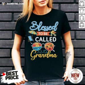 Nice Blessed To Be Called Grandma Summer V Neck- Design By Daintytee.com