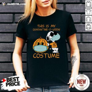 Nice Snoopy Face Mask Joe Cool This Is My Quarantine O Ween Costume V Neck- Design By Daintytee.com