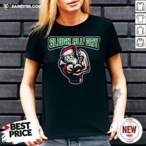 Original Santa Sleigh All Day Christmas V Neck- Design By Daintytee.com