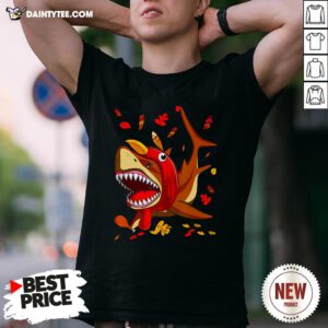 Original Shark With Fall Thanksgiving Shirt- Design By Daintytee.com