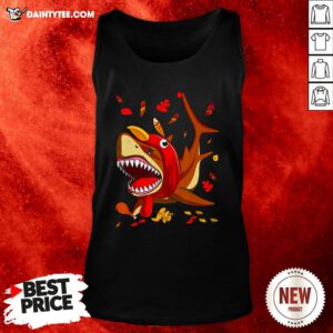 Original Shark With Fall Thanksgiving Tank Top- Design By Daintytee.com