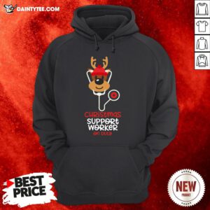 Perfect Christmas Support Worker Reindeer Nurse On Duty Hoodie- Design By Daintytee.com