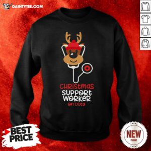 Perfect Christmas Support Worker Reindeer Nurse On Duty Sweatshirt- Design By Daintytee.com
