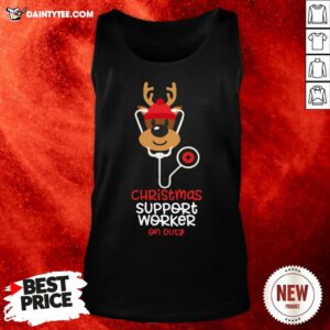 Perfect Christmas Support Worker Reindeer Nurse On Duty Tank Top- Design By Daintytee.com