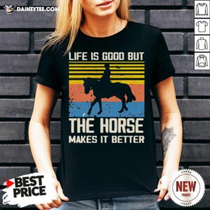 Perfect Life Is Good But The Horse Makes It Better Vintage V Neck- Design By Daintytee.com