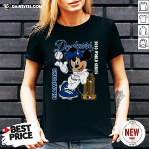 Perfect Los Angeles Dodgers Mickey Mouse Champions 2020 World Series V Neck- Design By Daintytee.com