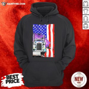 Perfect Trucker American Flag Hoodie- Design By Daintytee.com