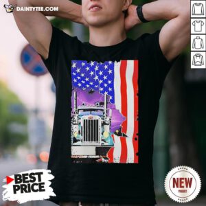 Perfect Trucker American Flag Shirt- Design By Daintytee.com