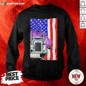 Perfect Trucker American Flag Sweatshirt- Design By Daintytee.com