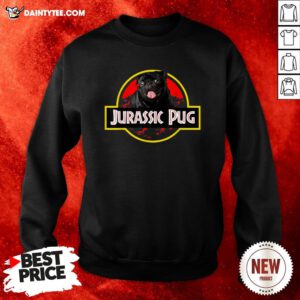 Premium Jurassic Pug Sweatshirt- Design By Daintytee.com