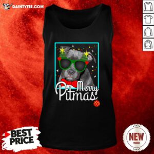 Premium Pitbull Merry Pitmas Tank Top- Design By Daintytee.com