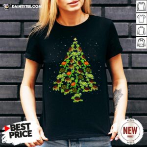 Premium Turtles Tree Christmas V Neck- Design By Daintytee.com