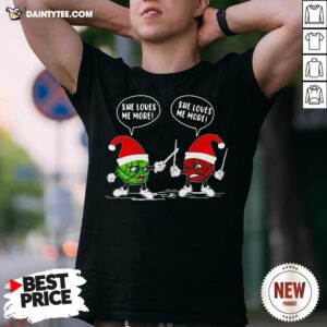 Top Crochet Santa Combat She Loves Me Christmas Shirt- Design By Daintytee.com