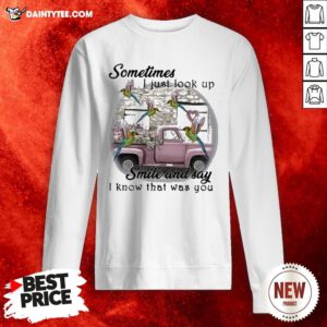 Top Hummingbird Sometimes I Just Look Up Smile And Say I Know That Was You Sweatshirt- Design By Daintytee.com