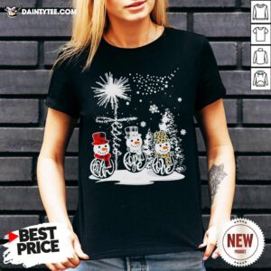 Top Merry Christmas Faith Hope Love Snowman Leopard V Neck- Design By Daintytee.com