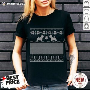 Top Westie Green Christmas V Neck