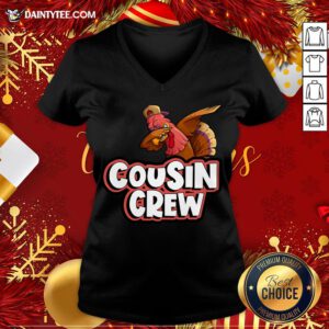 Awesome Cousin Crew Dabbing Turkey Matching Family Thanksgiving Gift V Neck- Design By Daintytee.com