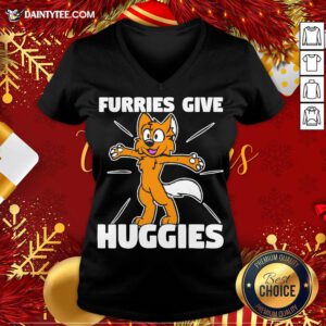 Awesome Furries Gives Huggies Hugging Furry Fandom V Neck- Design By Daintytee.com