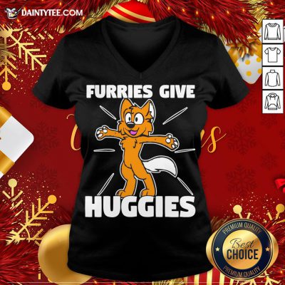Awesome Furries Gives Huggies Hugging Furry Fandom V Neck- Design By Daintytee.com