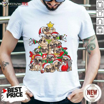 Pug Christmas Tree Dog Santa Merry Pugmas Xmas Gifts T-Shirt- Design By Daintytee.com