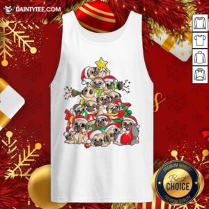 Pug Christmas Tree Dog Santa Merry Pugmas Xmas Gifts Tank Top- Design By Daintytee.com