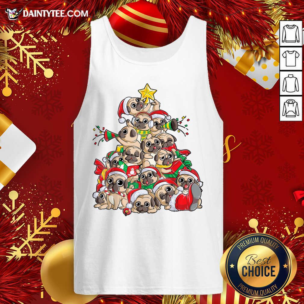 Pug Christmas Tree Dog Santa Merry Pugmas Xmas Gifts Tank Top- Design By Daintytee.com