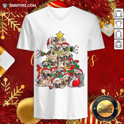 Pug Christmas Tree Dog Santa Merry Pugmas Xmas Gifts V Neck- Design By Daintytee.com Pug Christmas Tree Dog Santa Merry Pugmas Xmas Gifts V Neck- Design By Daintytee.com