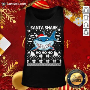 Awesome Santa Shark Ho Ho Ho Tank Top- Design By Daintytee.com