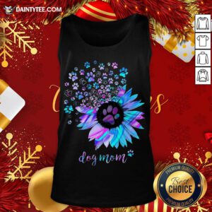 Awesome Sunflower Paw Dog Mom Tank Top- Design By Daintytee.com