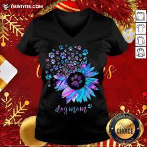 Awesome Sunflower Paw Dog Mom V Neck- Design By Daintytee.com