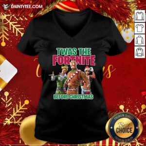 Twas The Fortnite Before Christmas V Neck- Design By Daintytee.com