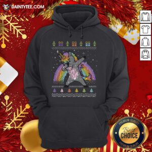 Awesome Unicorn Dabbing Ugly Merry Christmas Hoodie