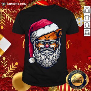 Awesome Xmas Wild Cat Santa Claus Christmas Wearing Glasses T-Shirt- Design By Daintytee.com
