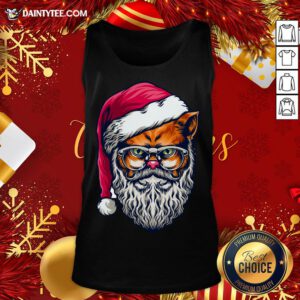 Awesome Xmas Wild Cat Santa Claus Christmas Wearing Glasses Tank Top- Design By Daintytee.com
