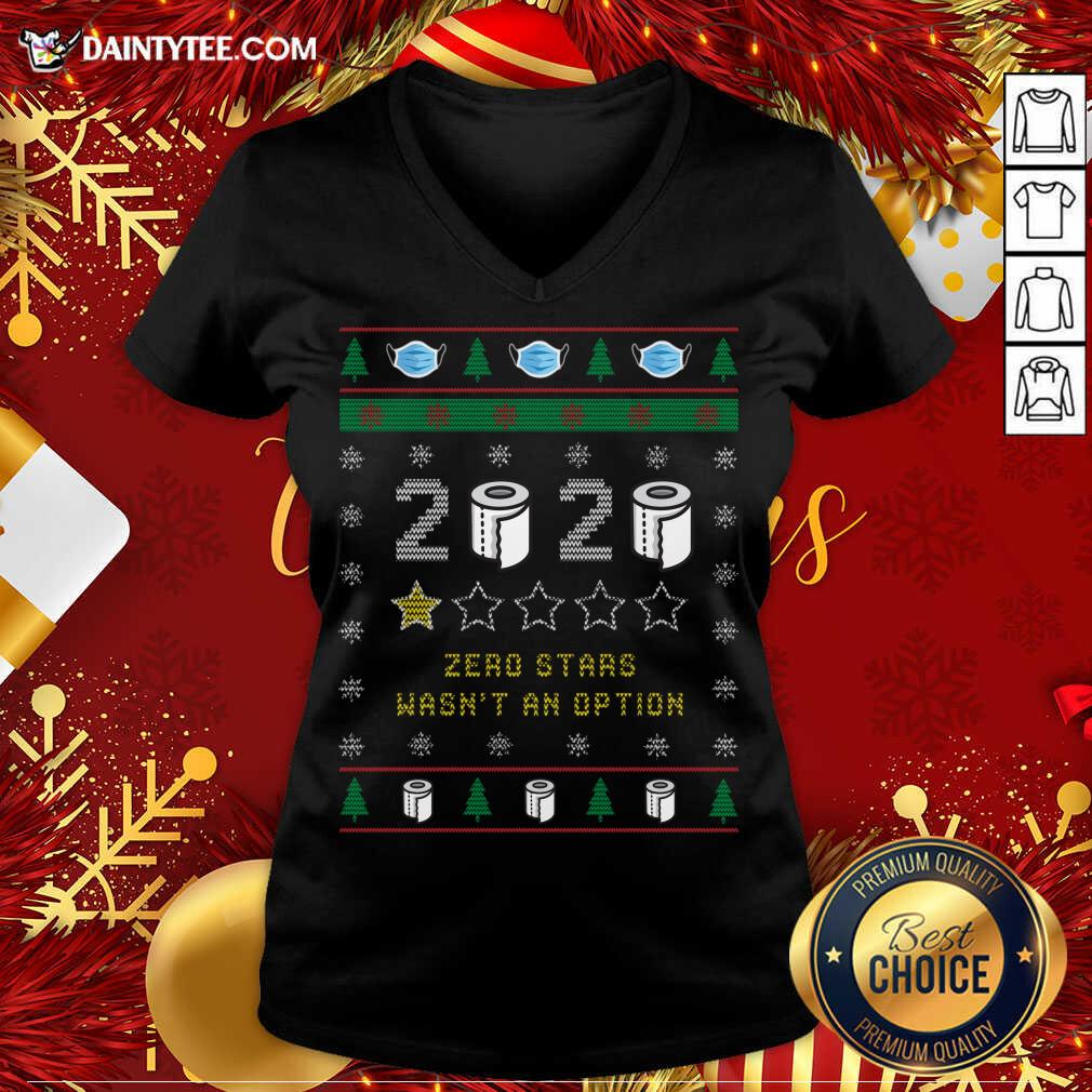 2020 Toilet Paper Zero Stars Wasnt An Option Ugly Christmas V Neck- Design By Daintytee.com
