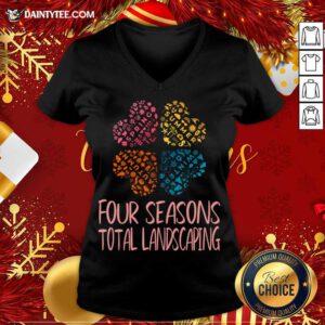 Four Seasons Total Landscaping Flower Style For Women Cool Print For Gift V Neck- Design By Daintytee.com