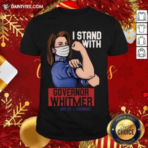 Funny Strong Woman Face Mask I Stand With Governor Whitmer Art By L Shenault Michigan Shirt- Design By Daintytee.com