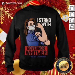 Funny Strong Woman Face Mask I Stand With Governor Whitmer Art By L Shenault Michigan Sweatshirt- Design By Daintytee.com