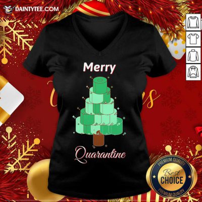 Toilet Paper Christmas Tree Merry Quarantine V Neck- Design By Daintytee.com