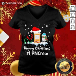 Nurse Santa Vaccine Merry Christmas #Lpn Crew V Neck- Design By Daintytee.com