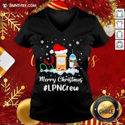 Nurse Santa Vaccine Merry Christmas #Lpn Crew V Neck- Design By Daintytee.com