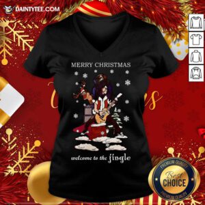 Good Slash Welcome To The Jingle Christmas Jumper V Neck- Design By Daintytee.com