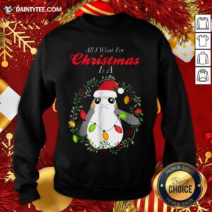 Star Wars Porg All I Want Christmas Holiday Sweatshirt- Design By Daintytee.com